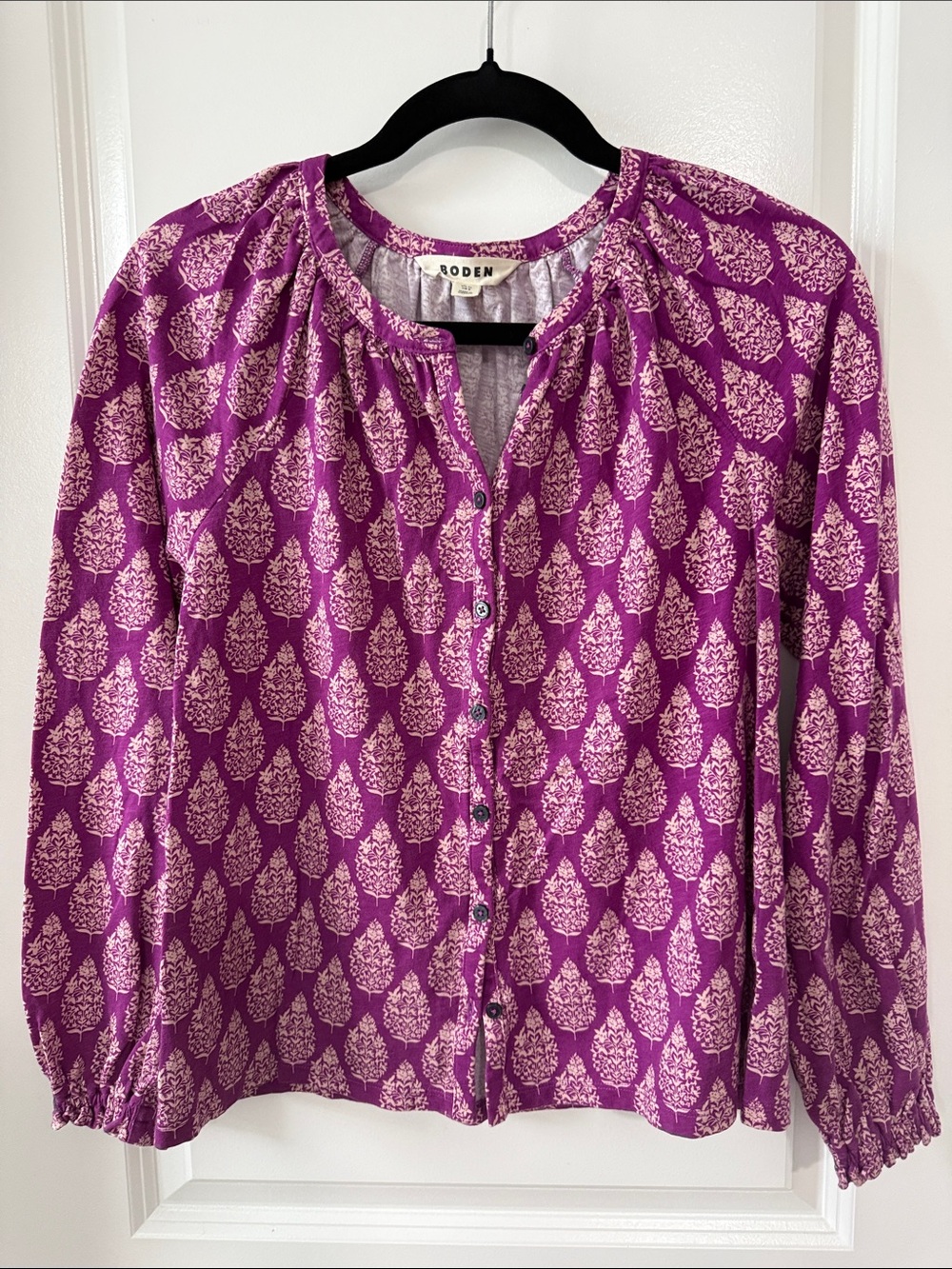 Boden Purple Printed Button-Front Blouse